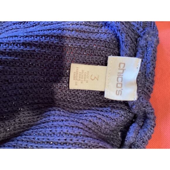 Chicos Blue Metallic Sweater Vest Back Laced Size 3 - Picture 4 of 4